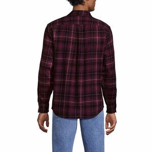 Chemise à carreaux à manches longues pour homme, coupe classique, style décontracté, motif rouge foncé, noir et blanc, boutonnée - Product Image 3