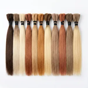 Extensions de cheveux humains Remy longs et raides, plusieurs couleurs (brun, blond, auburn, rouge), double trame - Product Image 2