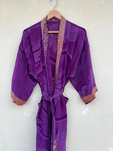 Seda Púrpura Kimono Largo Kimono Chaqueta Kimonos Cardigan Beach Cover Up - Product Image 3