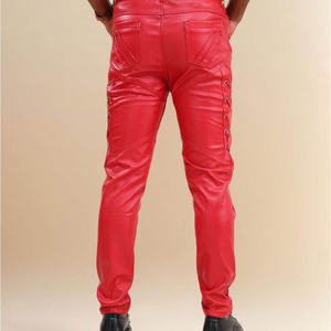 Pantalon décontracté en cuir et toile pour homme, vente en gros OEM, couleur et logo personnalisables, imperméable, anti-plis, taille élastique, coupe droite ou incurvée - Product Image 4