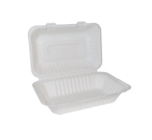 Sugarcane Bagasse Square Food <b>Box</b> Eco Friendly Hinged Container with Lid 13x6 Inches Disposable Takeaway <b>Lunch</b> <b>Box</b> Meal 2026 - Product Image 2