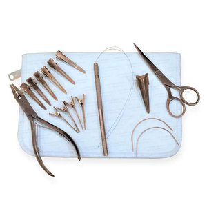 Kit d'outils professionnels pour extensions de cheveux noir et or, ensemble complet de 29 pièces pour extensions I-Tip, micro-anneaux et fusion - Product Image 1