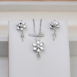 Conjunto de Collar y Pendientes de Copo de Nieve de Plata S925, Joyería Fina de Perlas de Moda, Accesorios de Bricolaje, Bandeja Vacía Semiterminada 1277 - Product Image 1