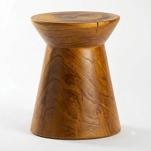 Luxe Solid Teak Hourglass Stool Honey Finish Modern <b>Rustic</b> Design Premium Teak Wood Durable <b>Side</b> <b>Table</b> Hotel Decor Bestseller - Product Image 1