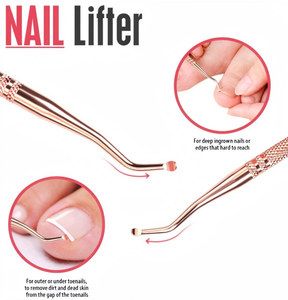 Kit professionnel 4 pièces de manucure et pédicure : mini lime à ongles, coupe-cuticules, outils pour ongles incarnés, rehausseur d'ongles en acier inoxydable - Product Image 3