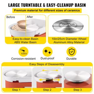 25cm ceramica ceramica ruota 280W piedini regolabili formando macchina scolpire Set arte artigianato argilla fai da te strumento per lavori in ceramica e smalto - Product Image 3