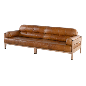 Leather <b>Sofa</b> 3 Seater Modern Premium <b>Brown</b> Leather Couch Slim Wood Legs Contemporary Living Room <b>Sofa</b> Manufacturer - Product Image 4