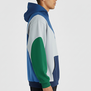 Sudadera con capucha de algodón 100% de alta calidad, estilo vintage, con cremallera y bloques de color, forro polar grueso, paneles cosidos, estilo urbano, ¡la más vendida! - Product Image 3