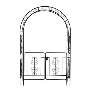 134.5*58.5*213cm Black Iron Arch Courtyard Fence Double Layer with Door Arc Roof & Wrought Iron Outdoor Living Accessory - Product Image 6