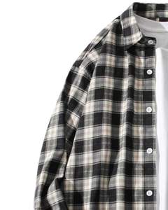 Camisa Casual a Cuadros Beige Marrón para Hombre, Chaqueta de Algodón y Poliéster de Manga Larga con Botones y Diseño de Dobladillo Ajustable - Product Image 3