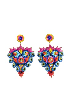 Pendientes largos de estilo bohemio con cuentas de hilo rojo y borlas de cuentas de semillas, joyería para mujer de la India. - Product Image 5