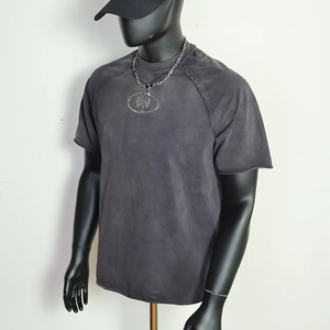 เสื้อยืดเปล่าผู้ชายพิมพ์ลายโลโก้ตามสั่ง 330GSM ผ้าฝ้าย 100% ยูนิเซ็กซ์ ล้างสีแบบแอซิดวอช ขาดรุ่ย สไตล์ลำลอง ผ้าเฟรนช์เทอร์รี่ พิมพ์ลายทอ - Product Image 6