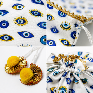 Handmade Evil Eye Potli <b>Bag</b> Fabric Drawstring Party Favor Pouch for Wedding Return Gifts Baby <b>Shower</b> Birthday Celebration - Product Image 2
