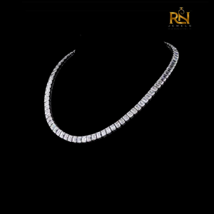 สร้อยคอเทนนิสทรงเหลี่ยมเพชรแล็บโกรว์ Emerald Majesty Riviere ตัวเรือนทองคำแท้ 9K 14K 18K เครื่องประดับชั้นดี - Product Image 3