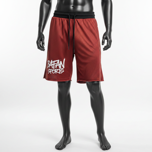 Men <b>Mesh</b> Shorts Premium Sportswear Polyester <b>Mesh</b> Fabric Deep Red Color Custom <b>Screen</b> Print Logo Workout <b>Mesh</b> men's shorts - Product Image 1