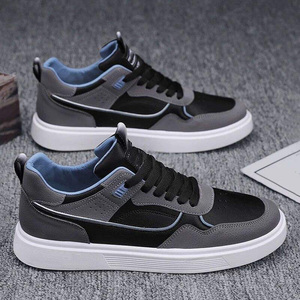 Men's Gray Synthetic Sneakers With Blue Accents Rubber Outsole EVA Midsole Casual <b>Walking</b> Shoes - Product Image 5