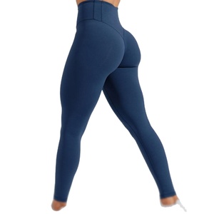 Custom Women's <b>High</b>-<b>Waist</b> Yoga Pant <b>Leggings</b> Polyester Spandex Activewear Push-up <b>Tummy</b> <b>Control</b> Features Solid Elastic <b>Waist</b> - Product Image 3