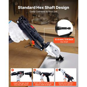 Accessoire de perceuse pour cisaille/coupe-tôle en métal galvanisé 18 GA, tête pivotante à 360 degrés pour lames tranchantes, pour machines de découpe de tôles - Product Image 4