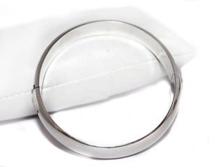 Solid 925 Sterling <b>Silver</b> Polished Hinged Cuff <b>Bangle</b> Bracelet | Classic Minimalist Fine Jewelry Gift <b>for</b> <b>Men</b> - Product Image 2