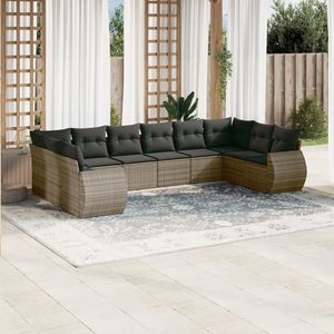 Grand ensemble de canapés de jardin modulaires en polyrotin gris PE, meubles d'extérieur modulaires élégants - Product Image 1