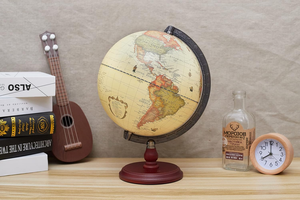 Globe terrestre antique en laiton avec anneau méridien et socle en bois, modèle géographique éducatif pour bibliothèque, salle d'étude, bureau - Product Image 5