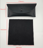 Nouvel Arrivage RTS Étui à Lunettes Classique Fait Main en Cuir PU Souple Forme Rectangulaire Noir avec Chiffon de Nettoyage Motif Uni 170*70*40mm 70g