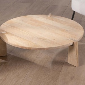 Vandana Golden Style <b>round</b> coffee <b>tables</b> in natural mango wood Loopie - Product Image 6