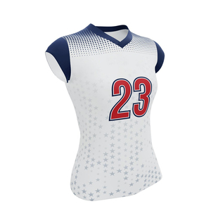 Maillot de volley-ball d'entraînement pour femmes, col en V, manches courtes, dégradé d'étoiles, tissu 100% polyester respirant, vêtements de sport d'équipe - Product Image 4