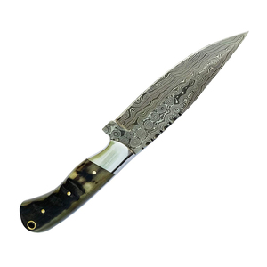 Custom Handmade Damascus Steel Hunting Knife with Ash Wood Handle Outdoor Camping Skinning Utility <b>Tool</b> - Product Image 1