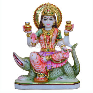 Idole en marbre blanc pur Ganga Mata |   Murti artisanal de Ganga Devi pour temple – Maliyas - Product Image 1