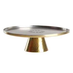 Soporte decorativo para pastel de un solo nivel con acabado de latón y aluminio de Metal, centro de mesa, soporte de exhibición para pastel para decoración de comedor del hogar - Product Image 2