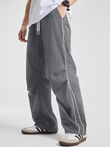 Pantalones anchos holgados para hombre con pliegues en la rodilla, cintura elástica, de secado rápido, tipo paracaídas, OEM, personalizados, al por mayor - Product Image 3
