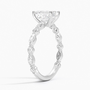 BOJ <b>Ring</b> 012 <b>Emerald</b> Cut 925 <b>Silver</b> Aquamarine Three-Quarter Coverage Diamond <b>Ring</b> 2ct D Color VVS1 Moissanite GRA Certified - Product Image 2