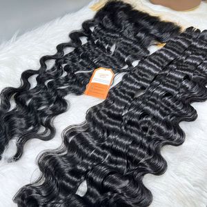 Wholesale Loose Deep Wavy Weft <b>Hair</b> Extensions 100% Virgin Human <b>Hair</b> Bundles Double Machine Weft Raw <b>Hair</b> - Product Image 3