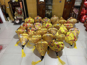 Silk Lanterns Painted Bamboo Silk Lanterns Decorative Lights For Wedding Garden Patio Vietnam Silk Lanterns - Product Image 3