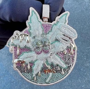 Cartoon <b>D</b> Pendant <b>Necklace</b> 925 silver Gold Plated Crystal Rhinestone Hiphop Style Unisex Everyday Wear - Product Image 3
