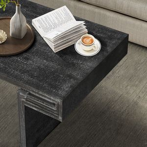 Tavolino da Caffè Americano Vintage in Legno Recuperato di Alta Qualità, Design Rettangolare a Due Livelli in Stile Industriale Rustico - Product Image 2