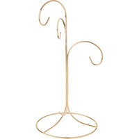 M R Handicrafts Weihnachtsbaumständer mit Ornament-Haken, Faltbarer Metallständer für Innenräume, Goldfinish, Einfache Montage