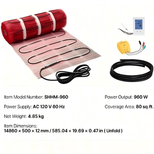 Sistema di Riscaldamento a Pavimento Elettrico da 80 Piedi Quadrati con Termostato Intelligente Autoadesivo 120V - Product Image 2