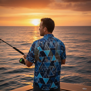 Chemises de pêche à manches courtes en polyester, grande taille, sportswear, impression intégrale personnalisée de haute qualité avec logo. - Product Image 6