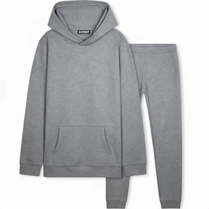Conjunto de Sudadera con Capucha y Pantalones Negros Unisex FuturesKing Intl, Chándal Informal de Algodón de Color Sólido, Estilo Coreano 2 en 1 con Bolsillos Laterales y Cintura Elástica - Product Image 5