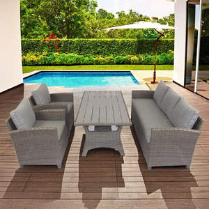 Phu Linh Vietnam High Quality Durable Wicker Modern Design <b>8</b> Seater <b>Dining</b> Table Set Outdoor PE Rattan Sofa <b>Chair</b> Set Steel - Product Image 6