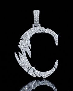 จี้เพชรตัวอักษร C แบบปรับแต่งได้ RB Gems Hiphop ประดับเพชรทรงกลมเจียระไนแบบ Micro Pave เงินแท้ S925 สไตล์หรูหราสำหรับทุกเพศ - Product Image 1