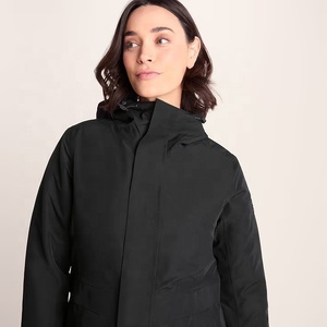 Veste d'hiver longue en duvet imperméable noire pour femme, avec capuche, légère, coupe-vent. - Product Image 3