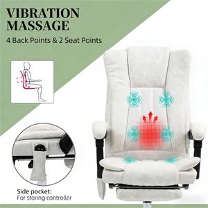 Silla de Oficina Blanca con Función de Masaje para Estudio - Product Image 3