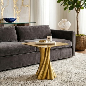 Crafted To Gather Modern Gold Coffee <b>Table</b> With <b>Marble</b> Top Contemporary Living Room Furniture Decorative Metal Base Design - Product Image 6