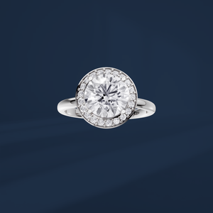 Anillo de Compromiso con Halo de Diamantes Cultivados en Laboratorio de Corte Redondo de 2.00ct, Plata de Ley PT950, Joyería Fina de Lujo DIFF, Venta al Por Mayor - Product Image 2