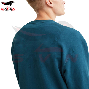 Sweat-shirt à col rond personnalisé OEM pour homme, en molleton épais, coton lourd, épaules tombantes, uni, coupe oversize - Product Image 3