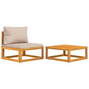 Conjunto de Sofás Modulares para Jardín en Madera de Acacia Sólida Color Taupe, Diseño Modular Elegante - Product Image 2