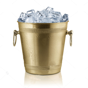 Modern Tapered Metal <b>Ice</b> <b>Buckets</b> Feature Two Hanging Ring Side Handles Elegant Dotted Bands And A Textured Matte Finish - Product Image 4